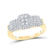 Load image into Gallery viewer, Radiant Triple Cluster Diamond Ring in 10kt Yellow Gold - Splendid Jewellery