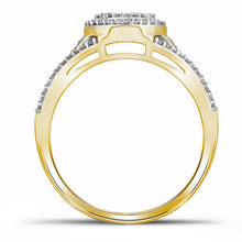 Load image into Gallery viewer, Radiant Twist Diamond Cluster Ring | 10kt Yellow Gold Womens Round Diamond Oval Cluster Twist Ring 1/2 Cttw - Splendid Jewellery