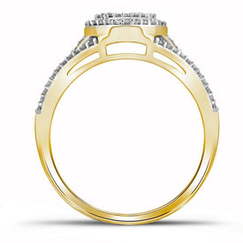 Radiant Twist Diamond Cluster Ring | 10kt Yellow Gold Womens Round Diamond Oval Cluster Twist Ring 1/2 Cttw - Splendid Jewellery