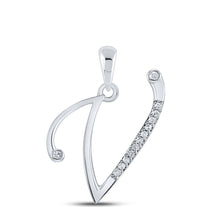 Load image into Gallery viewer, Radiant V Initial Diamond Pendant | 10kt White Gold 1/20 Cttw | Splendid Jewellery - Splendid Jewellery