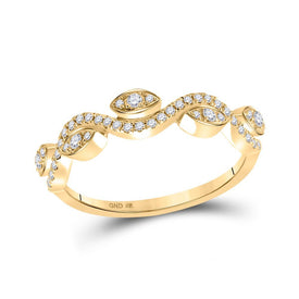 Radiant Waves Diamond Band | 10kt Yellow Gold Womens Round Diamond Wavy Band Ring 1/5 Cttw | Splendid Jewellery - Splendid Jewellery