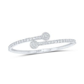Radiant White Gold Baguette Diamond Cuff Bangle Bracelet - 1 - 3/4 Cttw - Splendid Jewellery