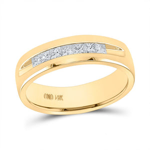 Regal 14kt Yellow Gold Men's Princess Diamond Wedding Band - 1/2 Carat Total Weight - Splendid Jewellery