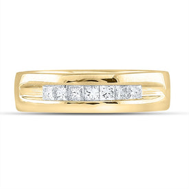 Regal 14kt Yellow Gold Men's Princess Diamond Wedding Band - 1/2 Carat Total Weight - Front View