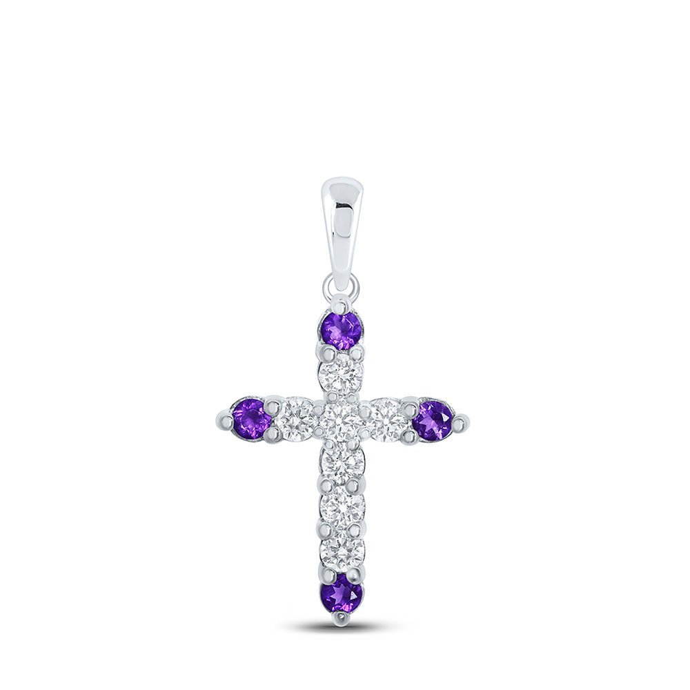 Regal Amethyst Diamond Cross Pendant - Splendid Jewellery