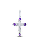Regal Amethyst Diamond Cross Pendant - Splendid Jewellery