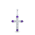 Regal Amethyst Diamond Cross Pendant - Splendid Jewellery