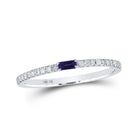 Regal Aura | Radiant Baguette Amethyst Diamond Band Ring in 10kt White Gold | Splendid Jewellery - Splendid Jewellery