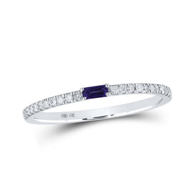 Regal Aura | Radiant Baguette Amethyst Diamond Band Ring in 10kt White Gold | Splendid Jewellery - Splendid Jewellery
