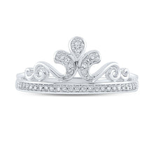 Load image into Gallery viewer, Regal Brilliance: 10kt White Gold Womens Round Diamond Crown Tiara Fashion Ring - Splendid Jewellery