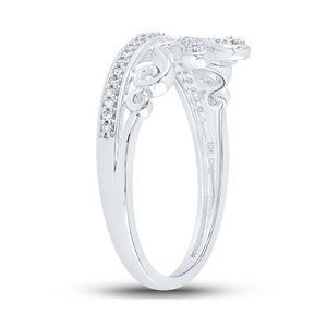 Regal Brilliance: 10kt White Gold Womens Round Diamond Crown Tiara Fashion Ring - Splendid Jewellery