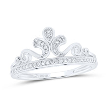 Load image into Gallery viewer, Regal Brilliance: 10kt White Gold Womens Round Diamond Crown Tiara Fashion Ring - Splendid Jewellery