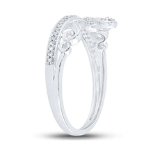 Load image into Gallery viewer, Regal Brilliance: 10kt White Gold Womens Round Diamond Crown Tiara Fashion Ring - Splendid Jewellery