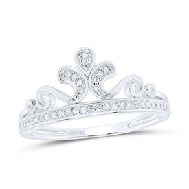 Regal Brilliance: 10kt White Gold Womens Round Diamond Crown Tiara Fashion Ring Top view from the 10Kt White Gold Womens Round Diamond Crown Tiara Fashion Ring 1 10 Cttwpin228269 collection by Splendid Jewellery