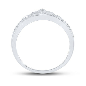 Regal Brilliance: 10kt White Gold Womens Round Diamond Crown Tiara Fashion Ring - Splendid Jewellery