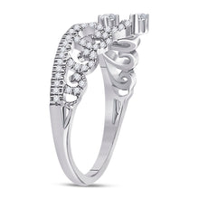 Load image into Gallery viewer, Regal Heart Crown Diamond Fashion Ring Side 2 view from the 10Kt White Gold Womens Round Diamond Heart Crown Ring 1 4 Cttwpin250202 collection by Splendid Jewellery