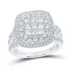 Regal Love: 14kt White Gold Princess Diamond Bridal Wedding Ring Band Set 2 Cttw - Splendid Jewellery