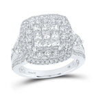 Regal Love: 14kt White Gold Princess Diamond Bridal Wedding Ring Band Set 2 Cttw - Splendid Jewellery