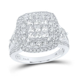 Regal Love: 14kt White Gold Princess Diamond Bridal Wedding Ring Band Set 2 Cttw - Splendid Jewellery