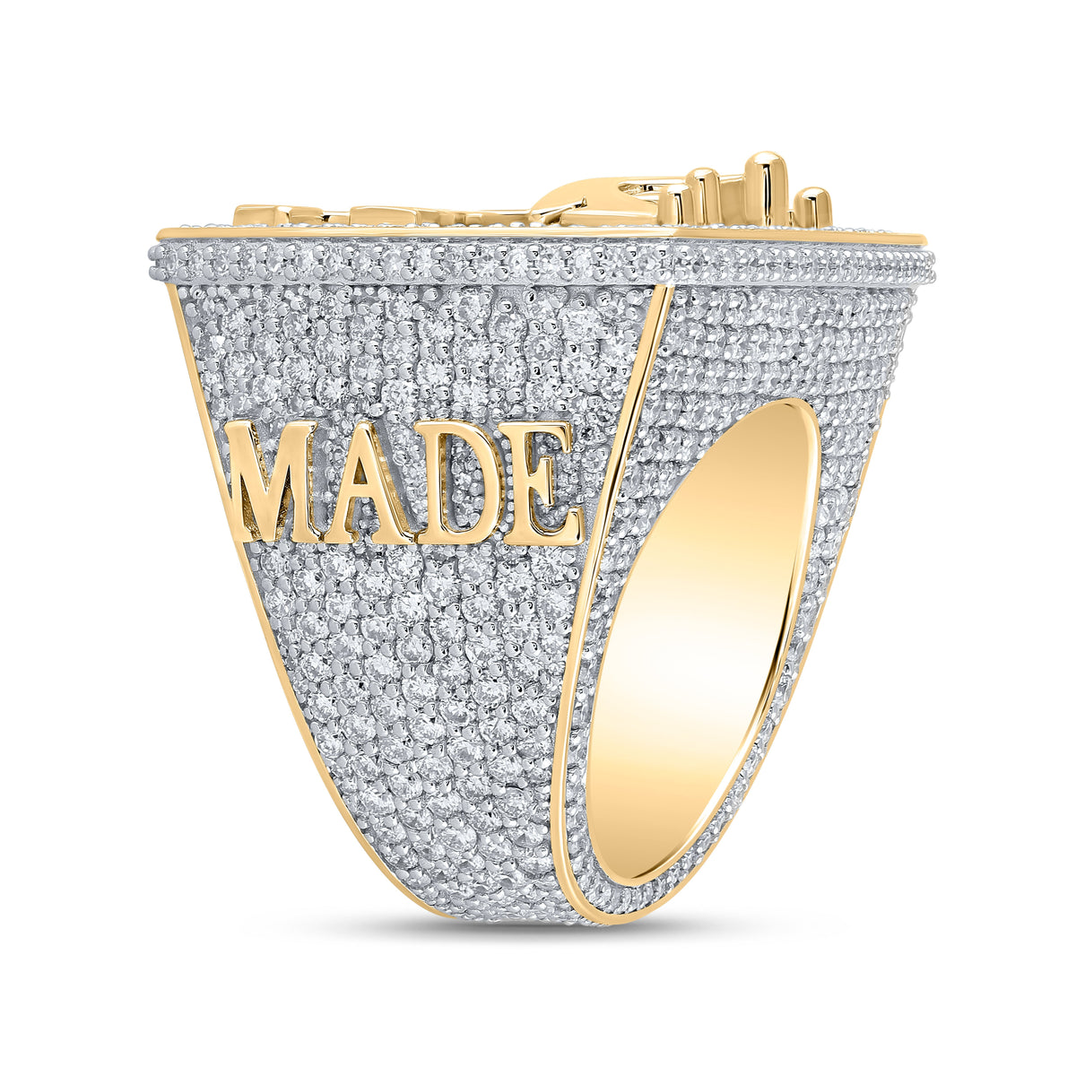 Regal Majesty: 10kt Yellow Gold Mens Round Diamond Crown Ring 10 - 1/2 Cttw - Splendid Jewellery