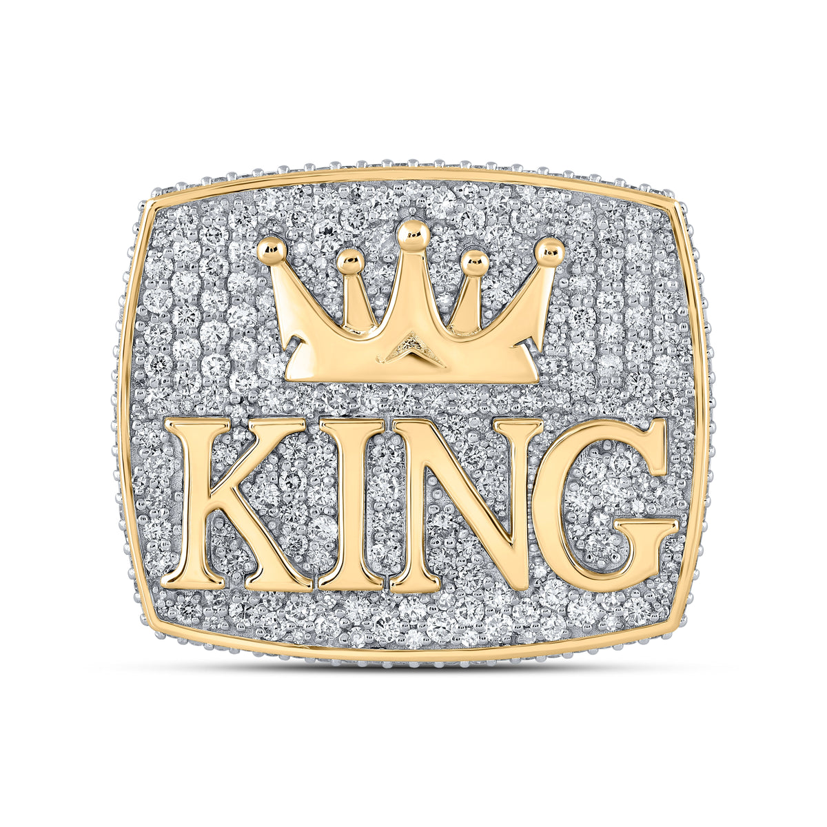 Regal Majesty: 10kt Yellow Gold Mens Round Diamond Crown Ring 10 - 1/2 Cttw - Splendid Jewellery