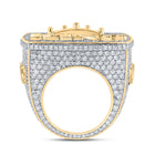 Regal Majesty: 10kt Yellow Gold Mens Round Diamond Crown Ring 10-1/2 Cttw product  Top View from Splendid Jewellery