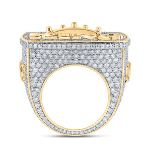 Regal Majesty: 10kt Yellow Gold Mens Round Diamond Crown Ring 10 - 1/2 Cttw - Splendid Jewellery