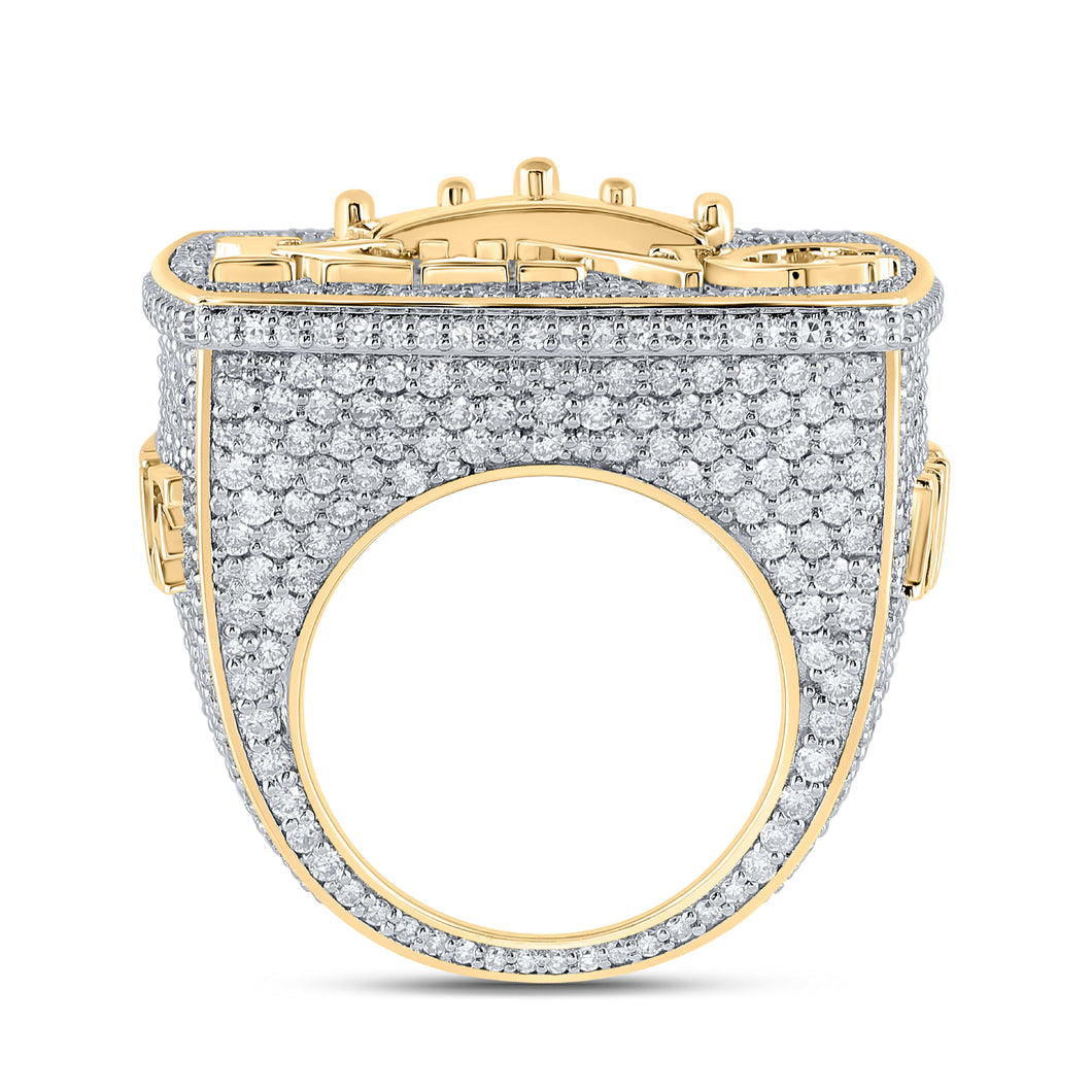 Regal Majesty: 10kt Yellow Gold Mens Round Diamond Crown Ring 10 - 1/2 Cttw - Splendid Jewellery