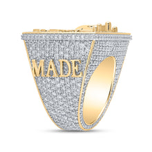 Load image into Gallery viewer, Regal Majesty: 10kt Yellow Gold Mens Round Diamond Crown Ring 10-1/2 Cttw product Side View from Splendid Jewellery