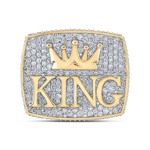 Regal Majesty: 10kt Yellow Gold Mens Round Diamond Crown Ring 10 - 1/2 Cttw - Splendid Jewellery