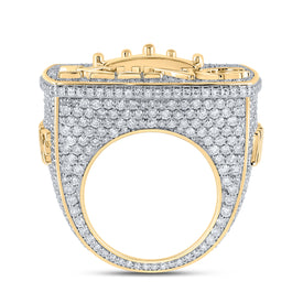 Regal Majesty: 10kt Yellow Gold Mens Round Diamond Crown Ring 10 - 1/2 Cttw - Splendid Jewellery