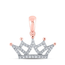 Load image into Gallery viewer, Regal Radiance: 10kt Rose Gold Womens Round Diamond Crown Pendant - Splendid Jewellery