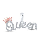 Regal Radiance: 10kt White Gold Diamond Crown Pendant - Splendid Jewellery