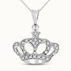 Regal Radiance: 10kt White Gold Womens Round Diamond Crown Pendant - Splendid Jewellery