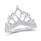 Regal Radiance: 10kt White Gold Womens Round Diamond Crown Tiara Fashion Ring 1/5 Cttw Top view from the 10Kt White Gold Womens Round Diamond Crown Tiara Fashion Ring 1 5 Cttwpin284727 collection by Splendid Jewellery