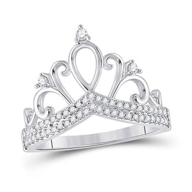 Regal Radiance: 10kt White Gold Womens Round Diamond Crown Tiara Fashion Ring 1/5 Cttw Top view from the 10Kt White Gold Womens Round Diamond Crown Tiara Fashion Ring 1 5 Cttwpin284727 collection by Splendid Jewellery
