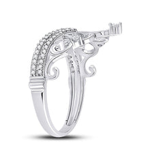 Load image into Gallery viewer, Regal Radiance: 10kt White Gold Womens Round Diamond Crown Tiara Fashion Ring 1/5 Cttw - Splendid Jewellery