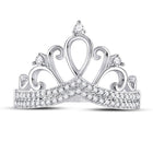 Regal Radiance: 10kt White Gold Womens Round Diamond Crown Tiara Fashion Ring 1/5 Cttw - Splendid Jewellery