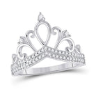 Regal Radiance: 10kt White Gold Womens Round Diamond Crown Tiara Fashion Ring 1/5 Cttw - Splendid Jewellery