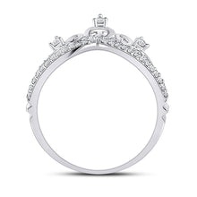 Load image into Gallery viewer, Regal Radiance: 10kt White Gold Womens Round Diamond Crown Tiara Fashion Ring 1/5 Cttw - Splendid Jewellery