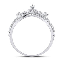 Load image into Gallery viewer, Regal Radiance: 10kt White Gold Womens Round Diamond Crown Tiara Fashion Ring 1/5 Cttw Side 2 view from the 10Kt White Gold Womens Round Diamond Crown Tiara Fashion Ring 1 5 Cttwpin284727 collection by Splendid Jewellery