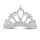 Regal Radiance: 10kt White Gold Womens Round Diamond Crown Tiara Fashion Ring 1/5 Cttw Front view from the 10Kt White Gold Womens Round Diamond Crown Tiara Fashion Ring 1 5 Cttwpin284727 collection by Splendid Jewellery