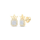 Regal Radiance: 10kt Yellow Gold Diamond Crown Earrings - Splendid Jewellery