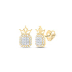 Regal Radiance: 10kt Yellow Gold Diamond Crown Earrings - Splendid Jewellery