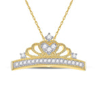 Regal Radiance: 10kt Yellow Gold Diamond Crown Fashion Pendant - Splendid Jewellery