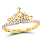 Regal Radiance 10kt Yellow Gold Diamond Crown Ring - Splendid Jewellery