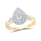 Regal Radiance: 10kt Yellow Gold Pear Diamond Halo Bridal Wedding Engagement Ring 1 Cttw - Splendid Jewellery