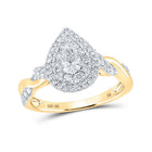 Regal Radiance: 10kt Yellow Gold Pear Diamond Halo Bridal Wedding Engagement Ring 1 Cttw - Splendid Jewellery