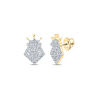 Regal Radiance: 10kt Yellow Gold Womens Round Diamond Crown Earrings - Splendid Jewellery