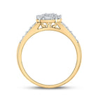 Regal Radiance: 14kt Yellow Gold Emerald Diamond Halo Bridal Wedding Engagement Ring 3/4 Cttw - Top View